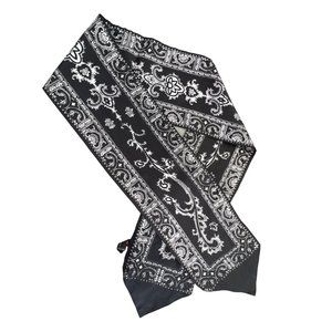 Vintage Hand Printed Twill Purse Scarf Light Black Acetate Neck Wrap Bandana